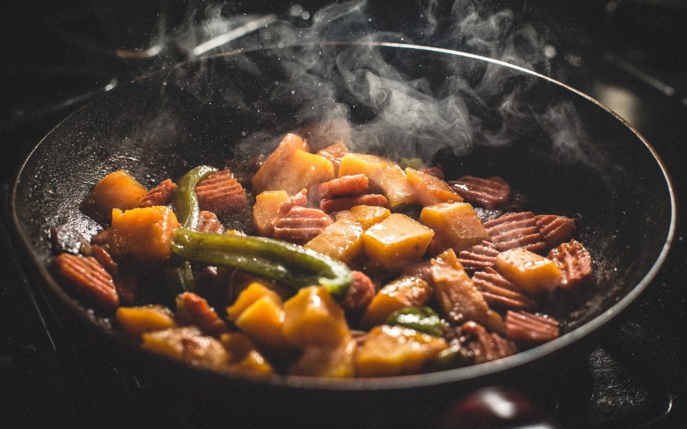 Frying Pan with assorted vegetables
